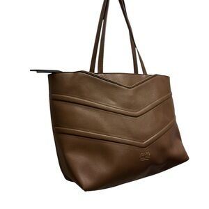 Brown Faux Leather Tote Bag with Double Handles